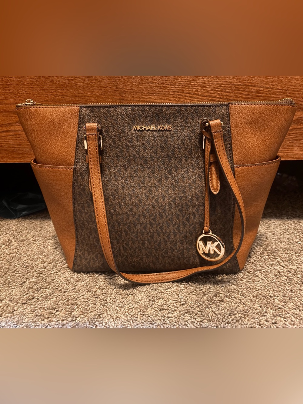 Michael Kors Brown and Tan Signature Shoulder Bag
